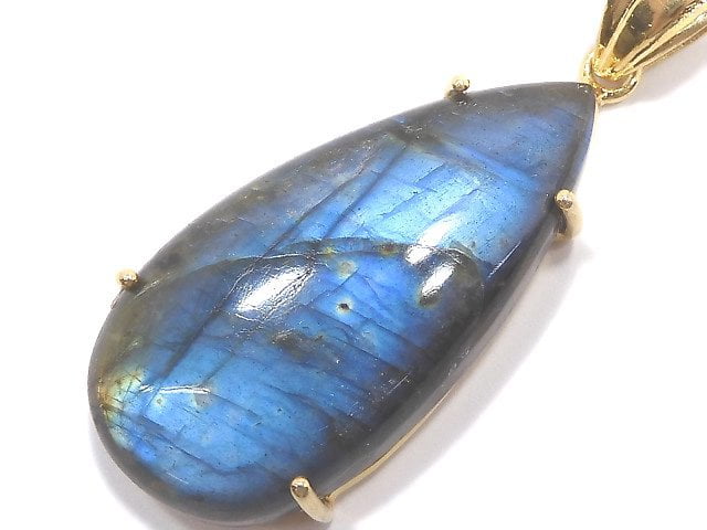 [Video][One of a kind] High Quality Blue Labradorite AAA Pendant 18KGP NO.160