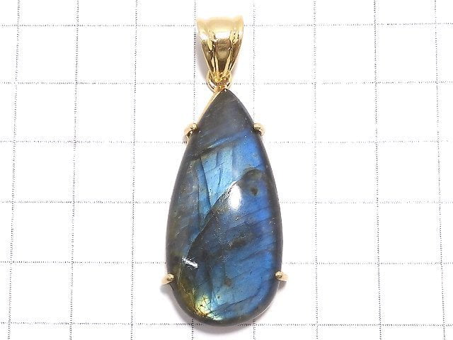 [Video][One of a kind] High Quality Blue Labradorite AAA Pendant 18KGP NO.160