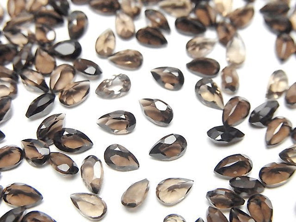 [Video]High Quality Smoky Quartz AAA Loose stone Pear shape Faceted 5x3mm 10pcs