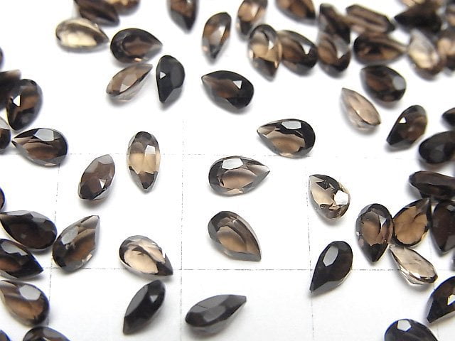 [Video]High Quality Smoky Quartz AAA Loose stone Pear shape Faceted 5x3mm 10pcs