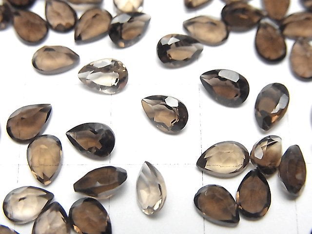 [Video]High Quality Smoky Quartz AAA Loose stone Pear shape Faceted 6x4mm 10pcs