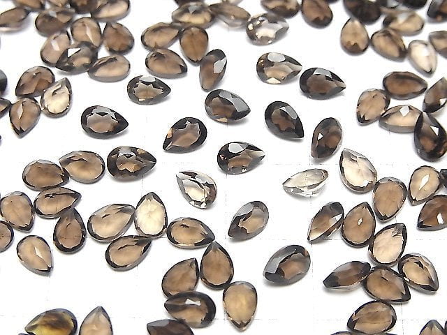 [Video]High Quality Smoky Quartz AAA Loose stone Pear shape Faceted 6x4mm 10pcs