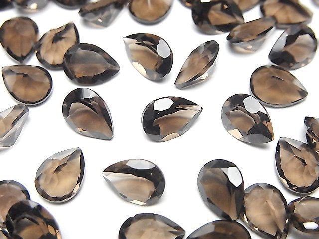 [Video]High Quality Smoky Quartz AAA Loose stone Pear shape Faceted 8x6mm 5pcs