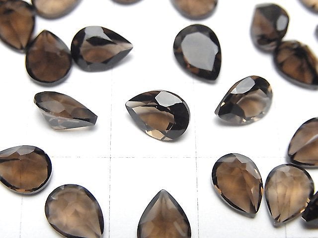 [Video]High Quality Smoky Quartz AAA Loose stone Pear shape Faceted 8x6mm 5pcs