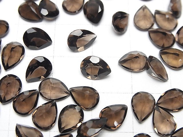 [Video]High Quality Smoky Quartz AAA Loose stone Pear shape Faceted 8x6mm 5pcs