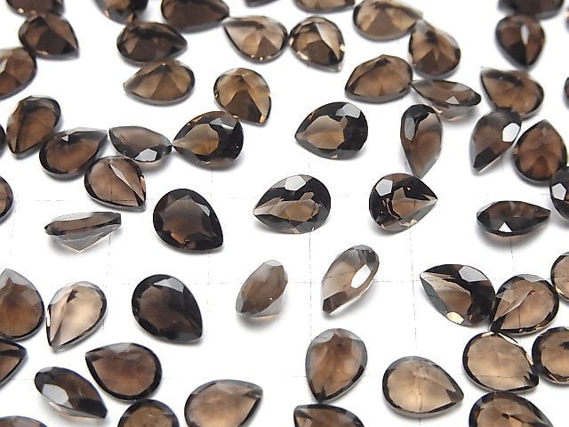 [Video]High Quality Smoky Quartz AAA Loose stone Pear shape Faceted 8x6mm 5pcs