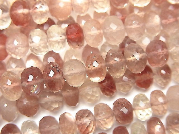 [Video]High Quality Oregon Sunstone AAA- Faceted Button Roundel half or 1strand beads (aprx.17inch/42cm)