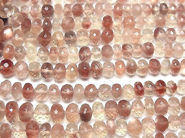 [Video]High Quality Oregon Sunstone AAA- Faceted Button Rondelle half or 1strand beads (aprx.17inch/42cm)