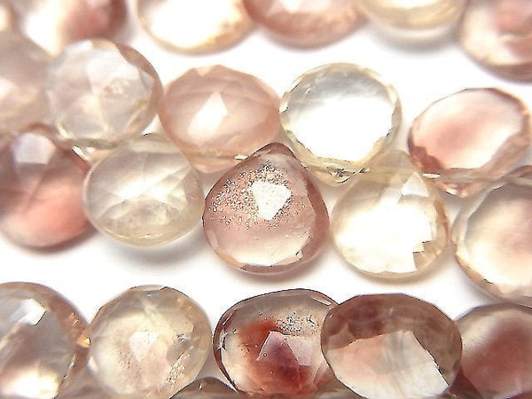 [Video]High Quality Oregon Sunstone AAA Chestnut Faceted Briolette half or 1strand beads (aprx.7inch/18cm)