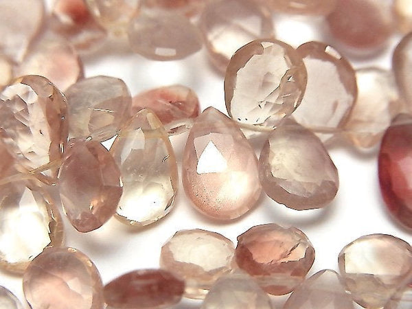 [Video]High Quality Oregon Sunstone AAA- Pear shape Faceted Briolette half or 1strand beads (aprx.6inch/16cm)