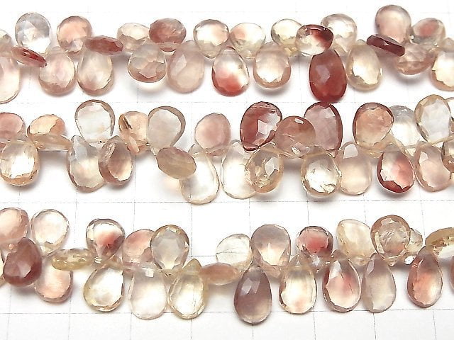 [Video]High Quality Oregon Sunstone AAA- Pear shape Faceted Briolette half or 1strand beads (aprx.6inch/16cm)