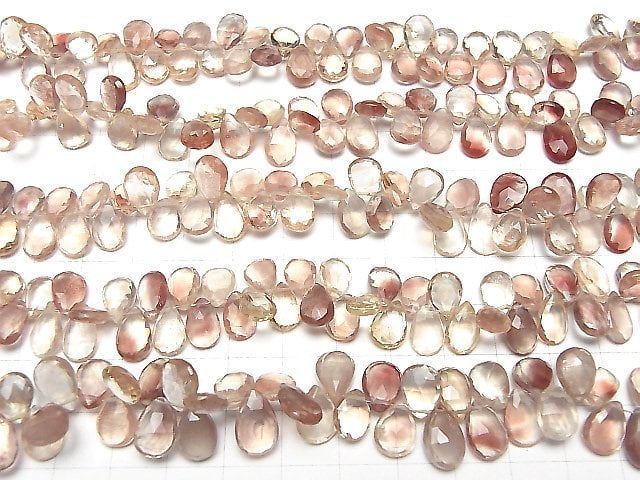 [Video]High Quality Oregon Sunstone AAA- Pear shape Faceted Briolette half or 1strand beads (aprx.6inch/16cm)