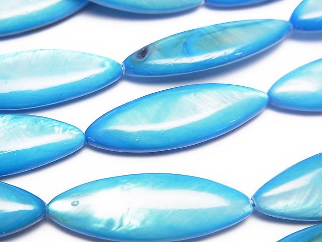 [Video] Blue color Shell Marquise 30x10x4mm 1strand beads (aprx.14inch/34cm)