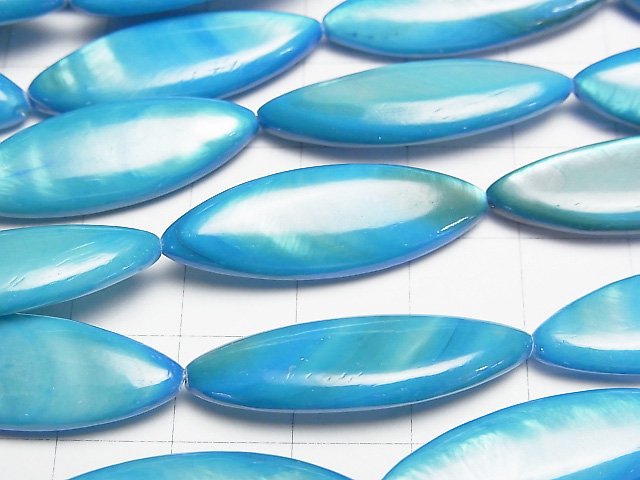 [Video] Blue color Shell Marquise 30x10x4mm 1strand beads (aprx.14inch/34cm)