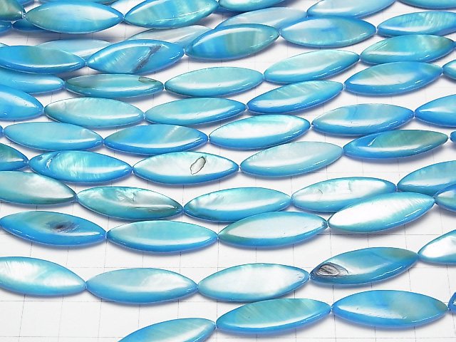 [Video] Blue color Shell Marquise 30x10x4mm 1strand beads (aprx.14inch/34cm)