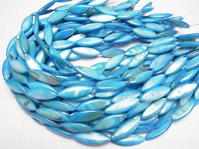 [Video] Blue color Shell Marquise 30x10x4mm 1strand beads (aprx.14inch/34cm)