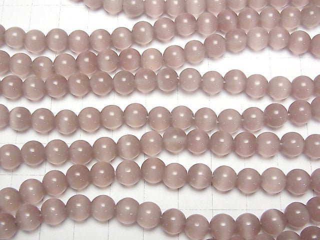 [Video] Light purple color Cat's Eye Round 7.5mm 1strand beads (aprx.14inch/34cm)