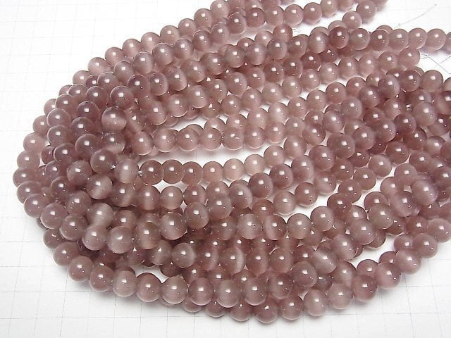 [Video] Light purple color Cat's Eye Round 10mm 1strand beads (aprx.14inch/35cm)