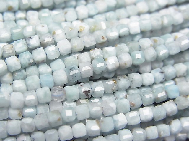 [Video] High Quality! Larimar Pectolite AA+ Cube Shape 2.5x2.5x2.5mm half or 1strand beads (aprx.15inch/38cm)