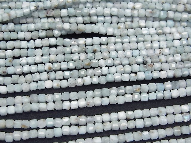 [Video] High Quality! Larimar Pectolite AA+ Cube Shape 2.5x2.5x2.5mm half or 1strand beads (aprx.15inch/38cm)