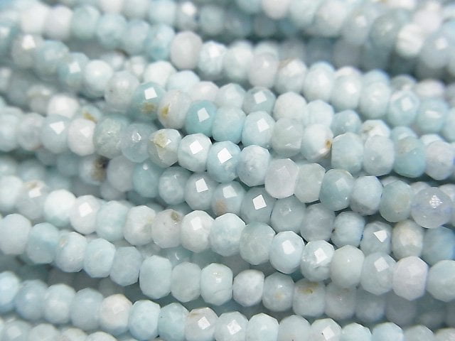 [Video]High Quality! Larimar Pectolite AA++ Faceted Button Roundel 3x3x2mm half or 1strand beads (aprx.15inch/38cm)