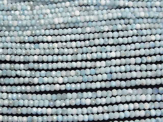 [Video]High Quality! Larimar Pectolite AA++ Faceted Button Roundel 3x3x2mm half or 1strand beads (aprx.15inch/38cm)