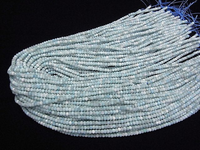 [Video]High Quality! Larimar Pectolite AA++ Faceted Button Roundel 3x3x2mm half or 1strand beads (aprx.15inch/38cm)