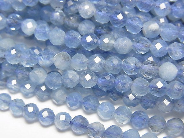 [Video]High Quality! Deep Blue Aquamarine AA++ Faceted Round 3.5mm 1strand beads (aprx.15inch/37cm)