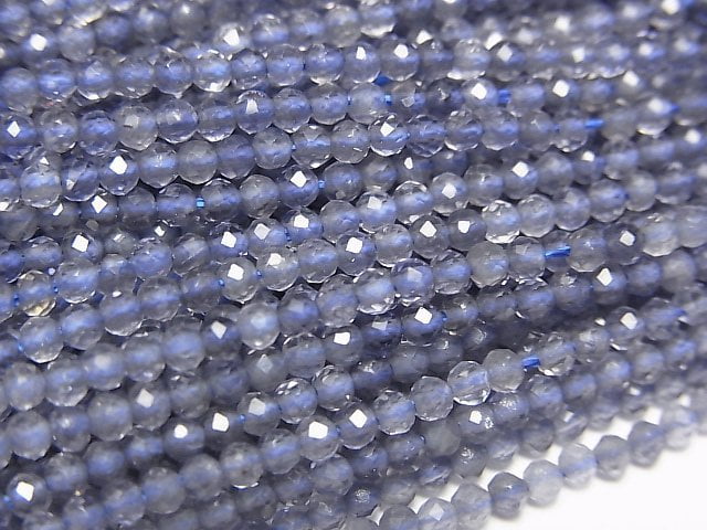 [Video]High Quality! Iolite AAA Faceted Round 2mm 1strand beads (aprx.15inch/37cm)
