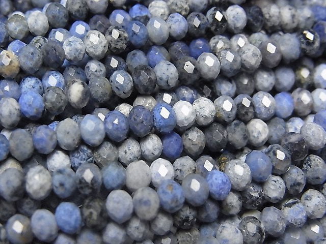 [Video]High Quality! Dumortierite Faceted Button Rondelle 4x4x3mm 1strand beads (aprx.15inch/37cm)