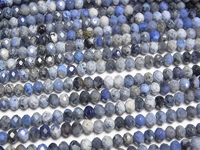 [Video]High Quality! Dumortierite Faceted Button Roundel 4x4x3mm 1strand beads (aprx.15inch/37cm)