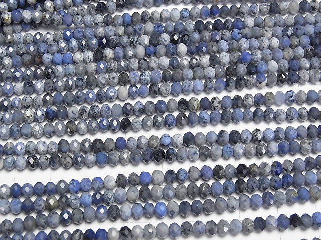 [Video]High Quality! Dumortierite Faceted Button Roundel 4x4x3mm 1strand beads (aprx.15inch/37cm)