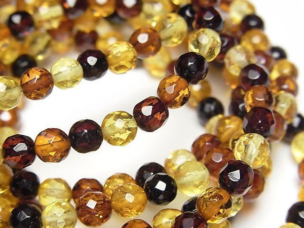 [Video] Baltic Amber Faceted Round 5mm Multi-color Bracelet