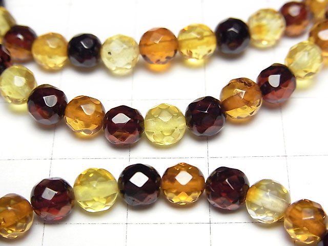 [Video] Baltic Amber Faceted Round 5mm Multi-color Bracelet