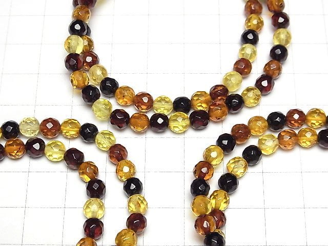 [Video] Baltic Amber Faceted Round 5mm Multi-color Bracelet