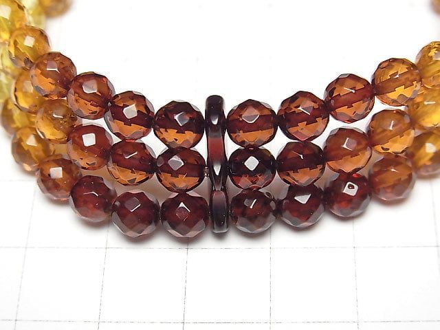 [Video] Baltic Amber 3strands Faceted Round 6mm Color Gradation Bracelet