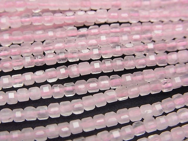 [Video]High Quality! Rose Quartz AA++ Cube Shape 2x2x2mm 1strand beads (aprx.15inch/37cm)