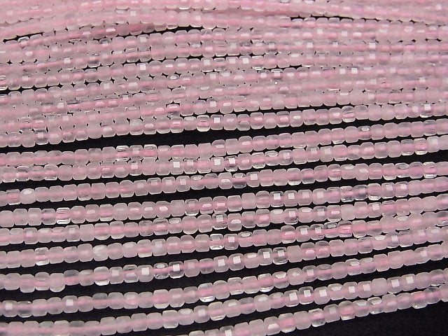 [Video]High Quality! Rose Quartz AA++ Cube Shape 2x2x2mm 1strand beads (aprx.15inch/37cm)