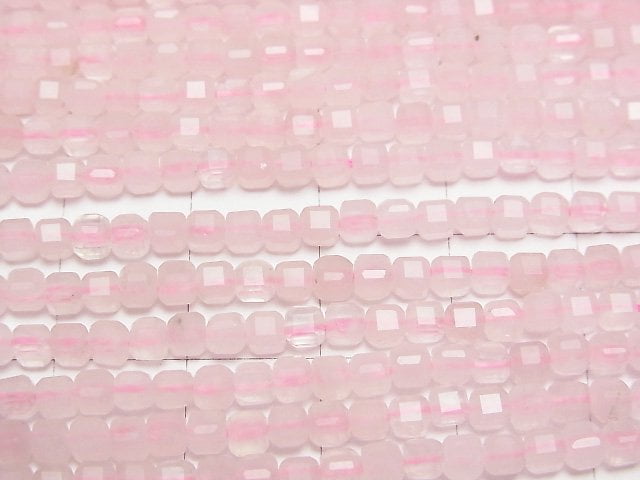 [Video]High Quality! Rose Quartz AA++ Cube Shape 3x3x3mm 1strand beads (aprx.15inch/37cm)