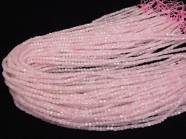 [Video]High Quality! Rose Quartz AA++ Cube Shape 3x3x3mm 1strand beads (aprx.15inch/37cm)