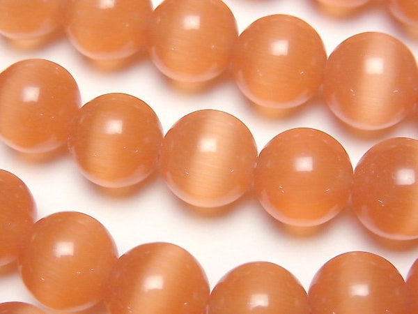 [Video] Orange color Cat's Eye Round 11.5mm 1strand beads (aprx.14inch/35cm)