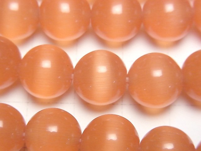 [Video] Orange color Cat's Eye Round 11.5mm 1strand beads (aprx.14inch/35cm)