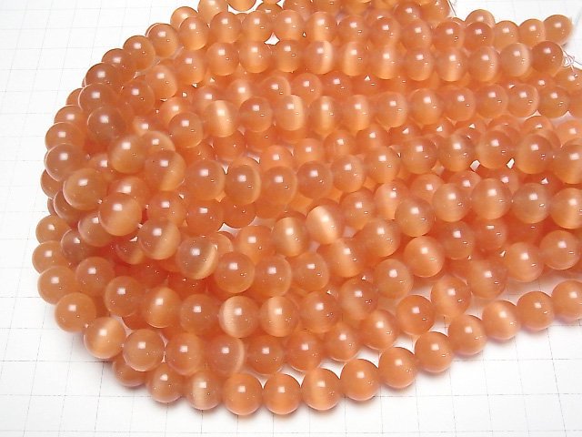 [Video] Orange color Cat's Eye Round 11.5mm 1strand beads (aprx.14inch/35cm)