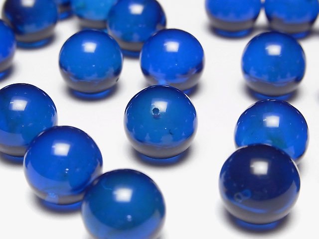 [Video] Blue color Amber Half Drilled Hole Round 12mm 2pcs