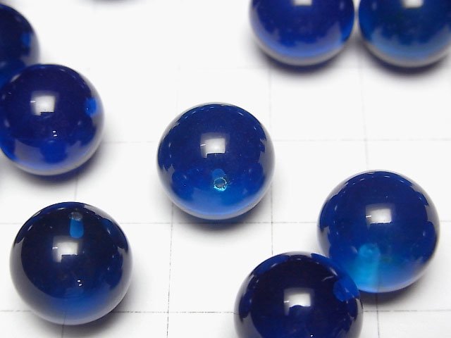 [Video] Blue color Amber Half Drilled Hole Round 12mm 2pcs