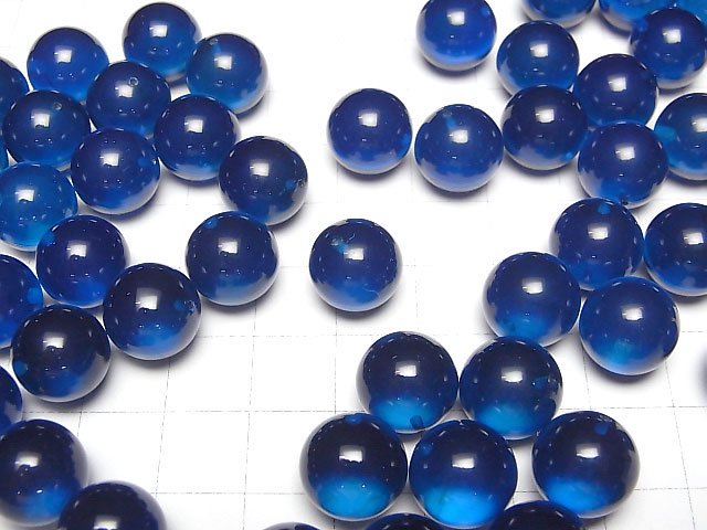 [Video] Blue color Amber Half Drilled Hole Round 12mm 2pcs