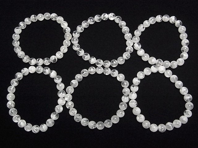 [Video] White Snow Garden Quartz Round 8mm Bracelet