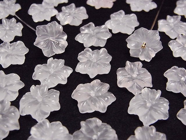 [Video]Rose Quartz AAA- Flower 14mm Center Hole 2pcs