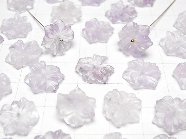 [Video] Light color Amethyst AAA- Flower 14mm Center hole 2pcs