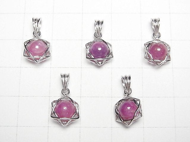 [Video] Ruby AA++ 6mm Ball Star Pendant Silver925 1pc